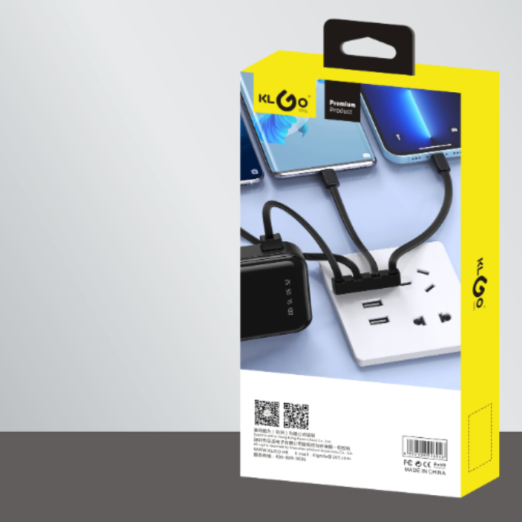 The Coolwei KLGO KP-37 10000mah three-head data cable portable power bank can be used on planes details Picture