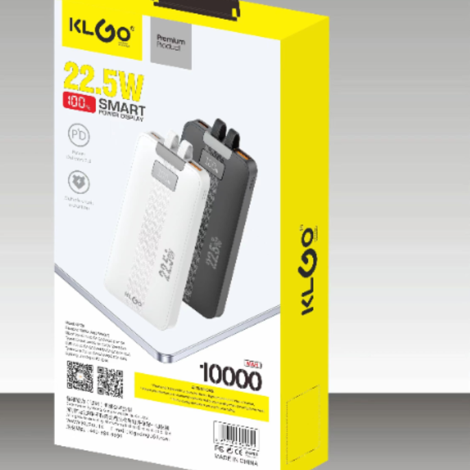 The Coolwei KLGO KP-28 10000mah PD22.5W power bank with a cable can be used on planes Specification image