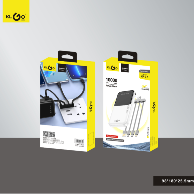 酷为KLGO KP-37  10000mah三头数据线便携移动电源充电宝可上飞机