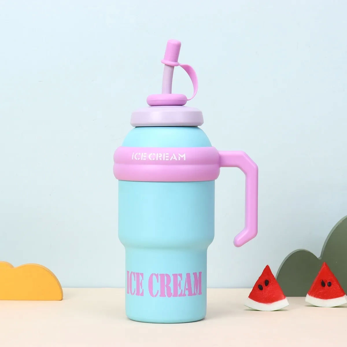 爆款304不锈钢保温杯户外便携手柄吸管杯可爱女大容量冰霸汽车杯