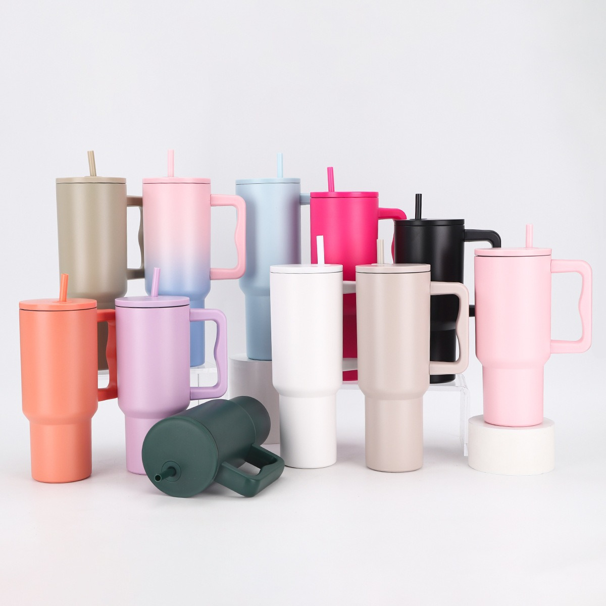 亚马逊不锈钢豹纹吸管30oz保温杯户外便携40oz汽车杯带手柄冰霸杯详情3