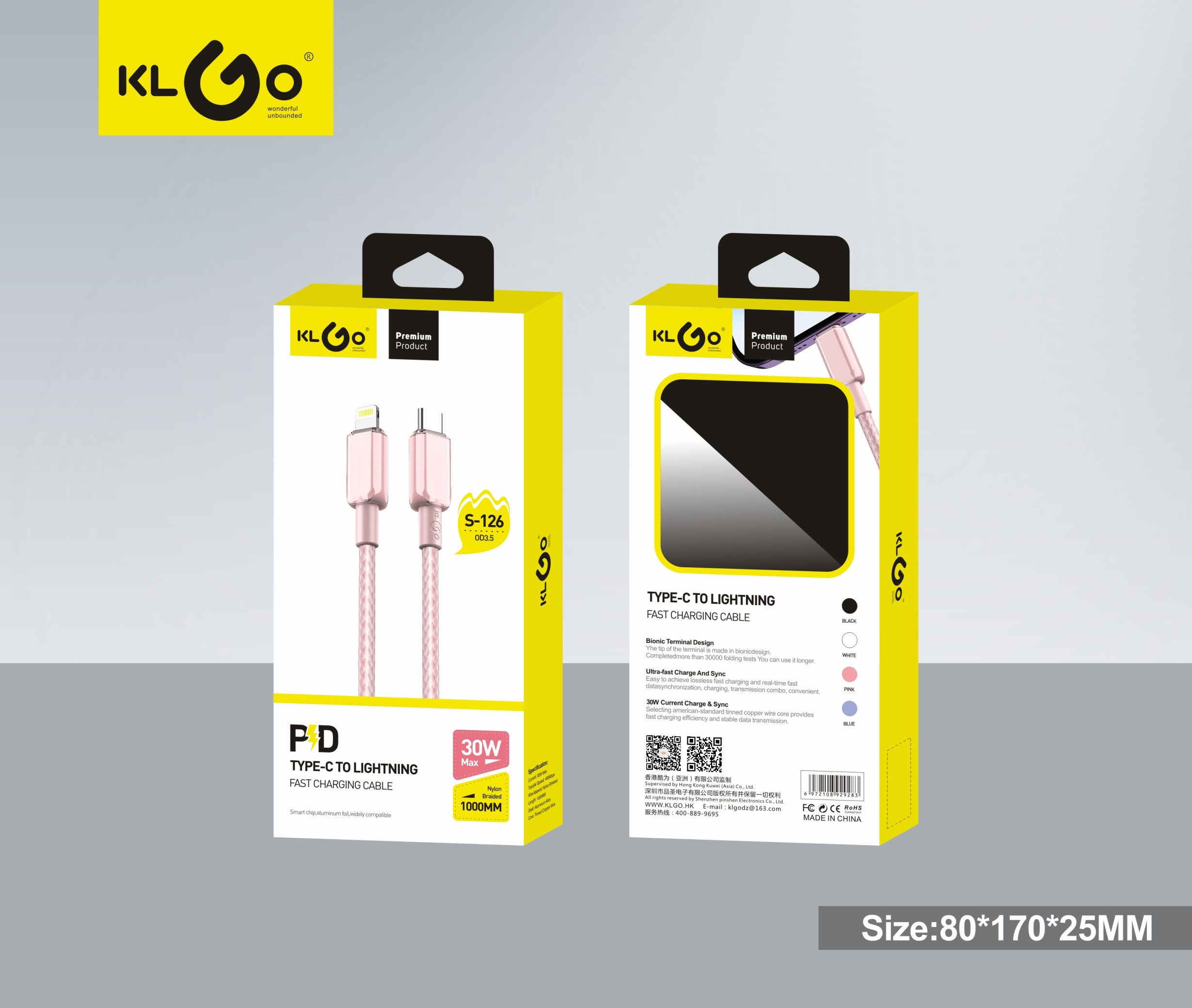 Cool for KLGO S-126 PD30W IOS TO TYPE-C Fast Charging Data Cable pic 2