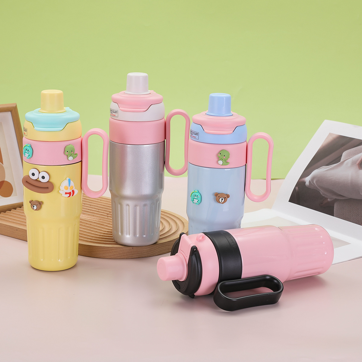 定制巨无霸双饮冰霸杯316不锈钢大容量保温杯高颜值手柄吸管水杯