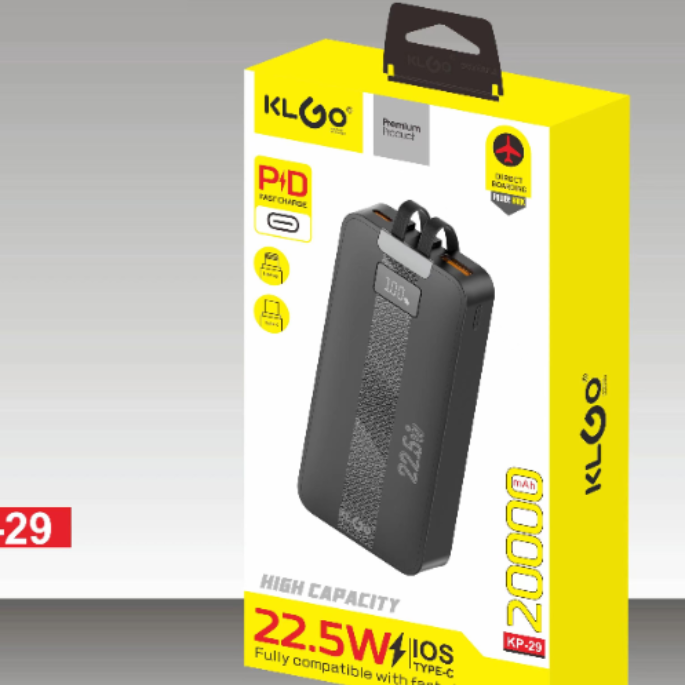 Coolwei KLGO KP-29 20000mah PD22.5W Portable power Bank for aircraft details Picture
