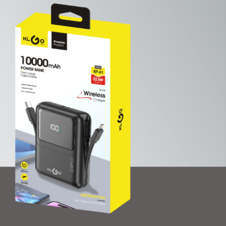 Coolwei KLGO KP-41 10000mah PD22.5W Wireless Charging Power Bank with Cable Specification image