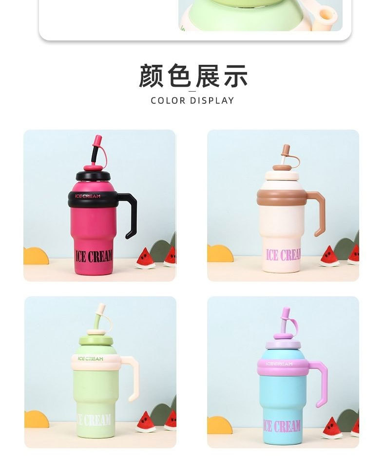 爆款304不锈钢保温杯户外便携手柄吸管杯可爱女大容量冰霸汽车杯详情12