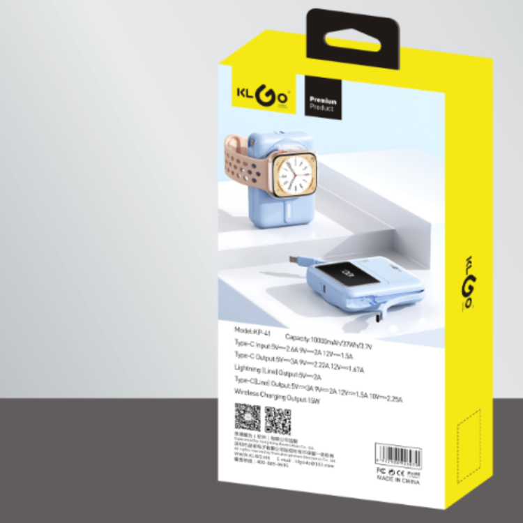 Coolwei KLGO KP-41 10000mah PD22.5W Wireless Charging Power Bank with Cable details Picture