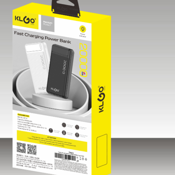 The Cool KLGO KP-21 20000mah black and white power bank can be taken on the plane Specification image