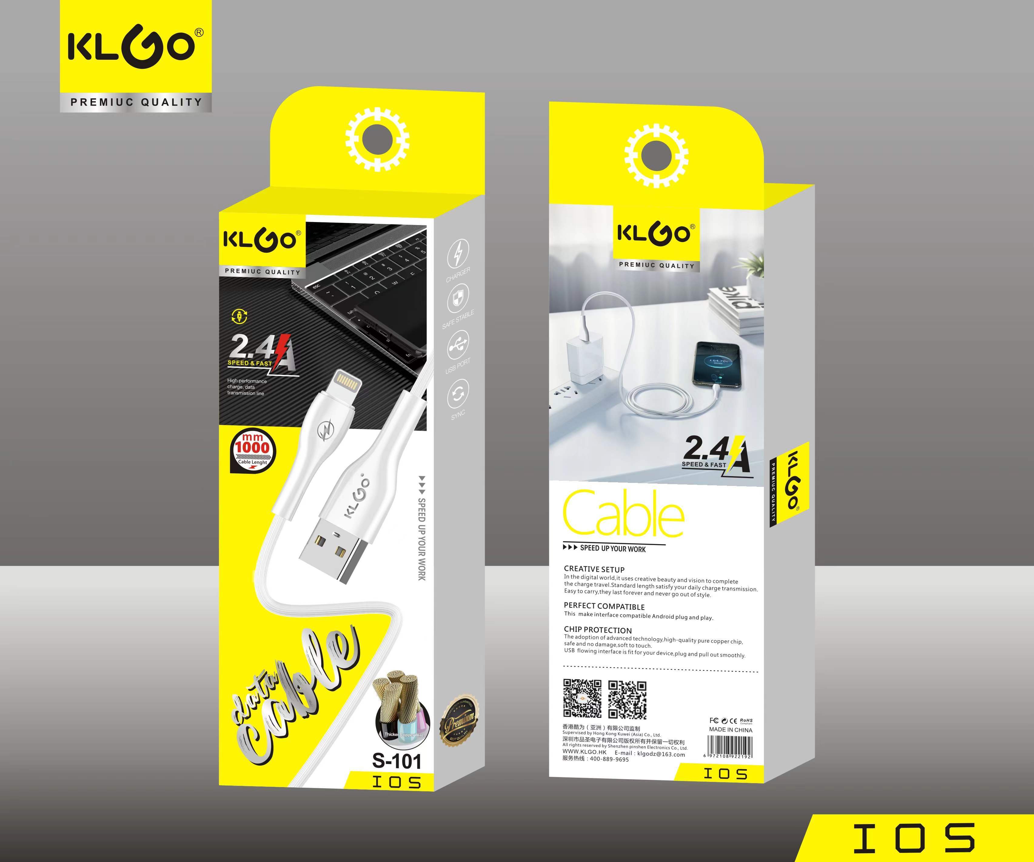 KLGO S-101/S-102/S-103 Apple Huawei charging Cable TYPE-C Samsung V8 Fast Charging data cable pic 8