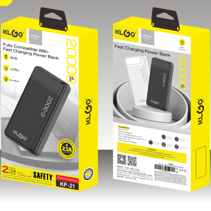 The Cool KLGO KP-21 20000mah black and white power bank can be taken on the plane Application Scenario