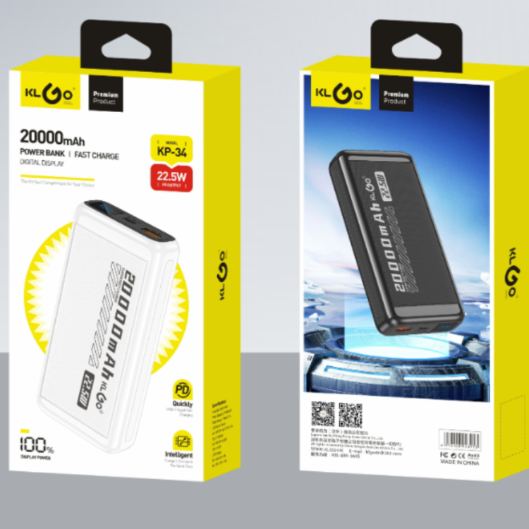 The Cool KLGO KP-34 20000mah PD22.5W black and white power bank can be used on planes Application Scenario