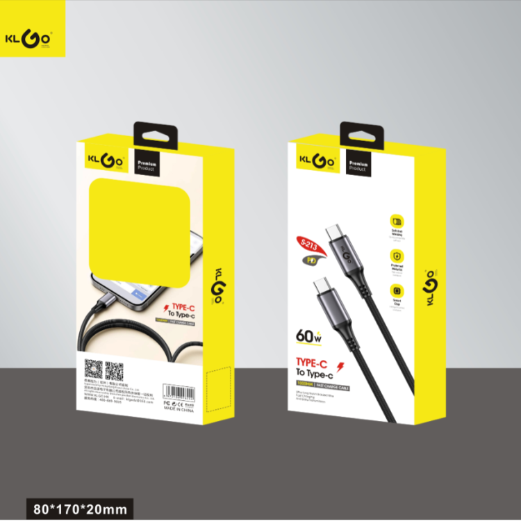 酷为KLGO S-213 PD60W TYPE-C对TYPE-C 快充6Type-C口数据线