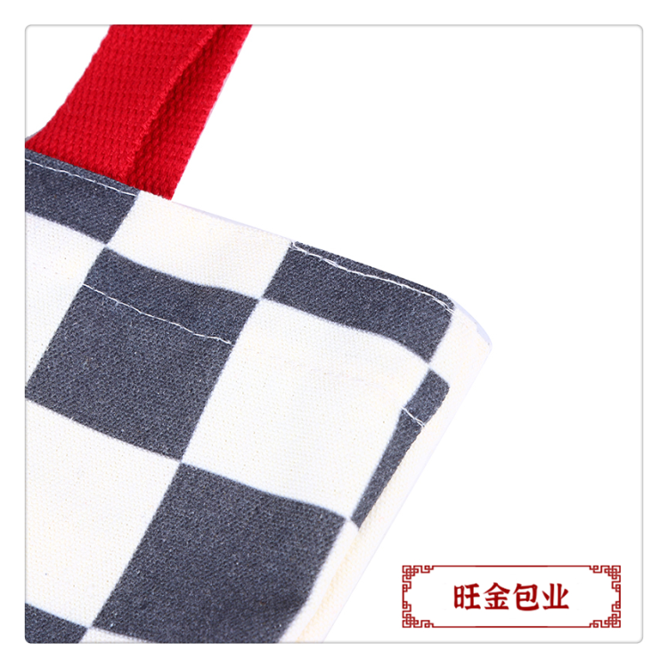 Wholesale of new canvas bags, black and white checkered letter canvas bags, student handbags, shopping bags Item Picture