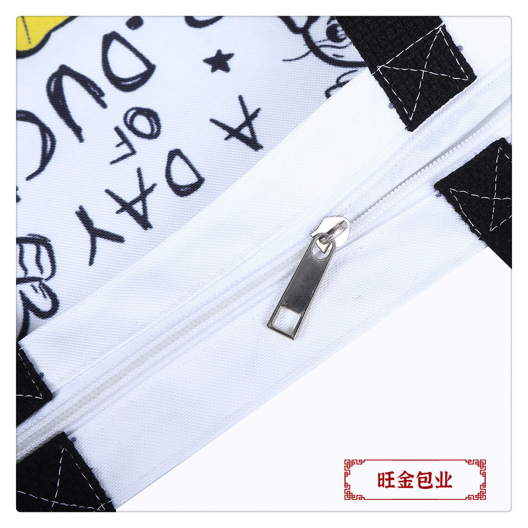 Little Yellow Duck canvas bag for female students to carry books on one shoulder when going out for tutoring, hand-held bag for tutoring books, schoolbag, cloth bag pic 10