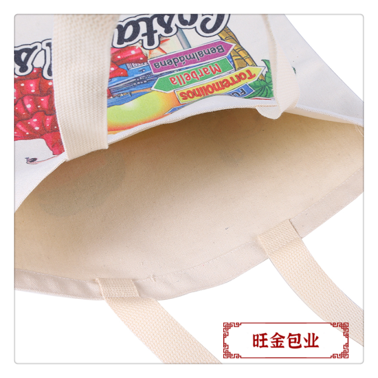Large-capacity, simple student single-shoulder canvas bag, color-printed clothing shopping hand-held cotton bag Item Picture