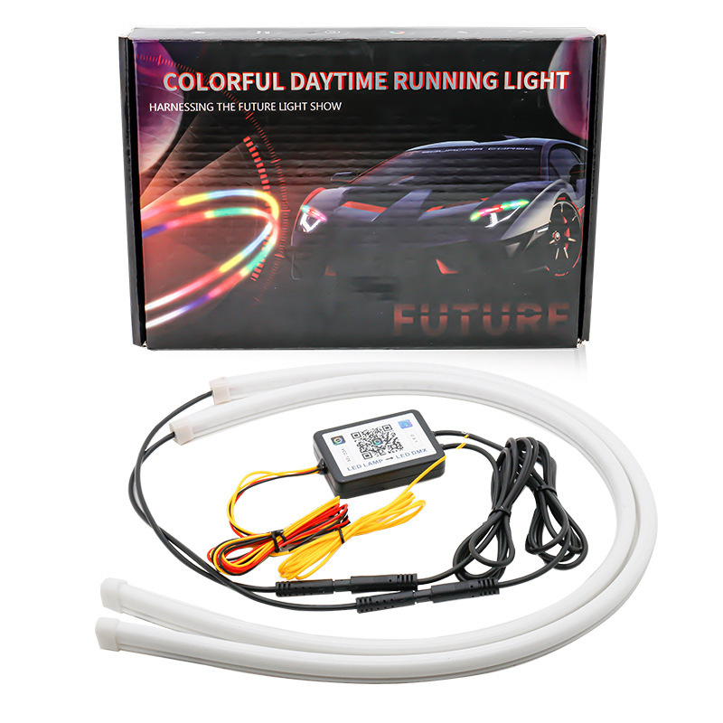 The car's LED headlights start scanning, daytime running lights, color-changing light guide, dual-color flowing water strip turn signals, and running lights Item Picture