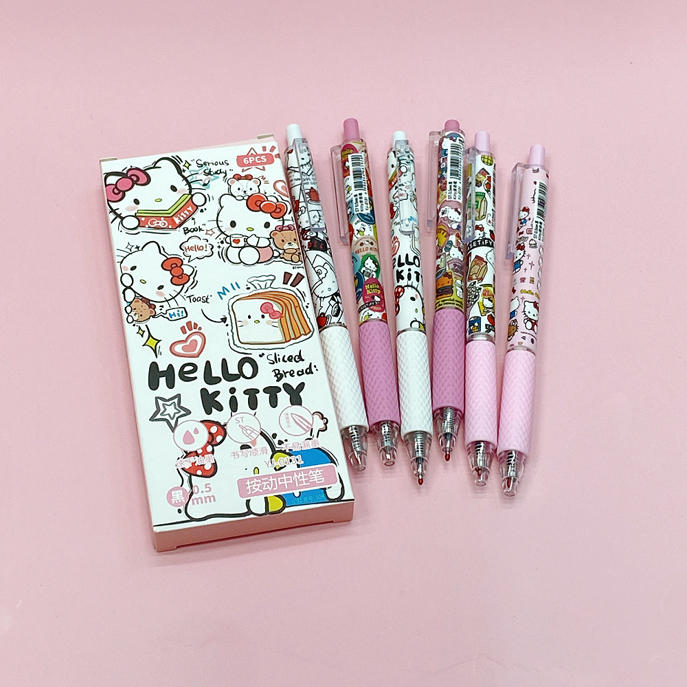 Cute toast KT cat Press gel pen High appearance level brush pen ST Quick-drying Cartoon black pen exam pen full figure