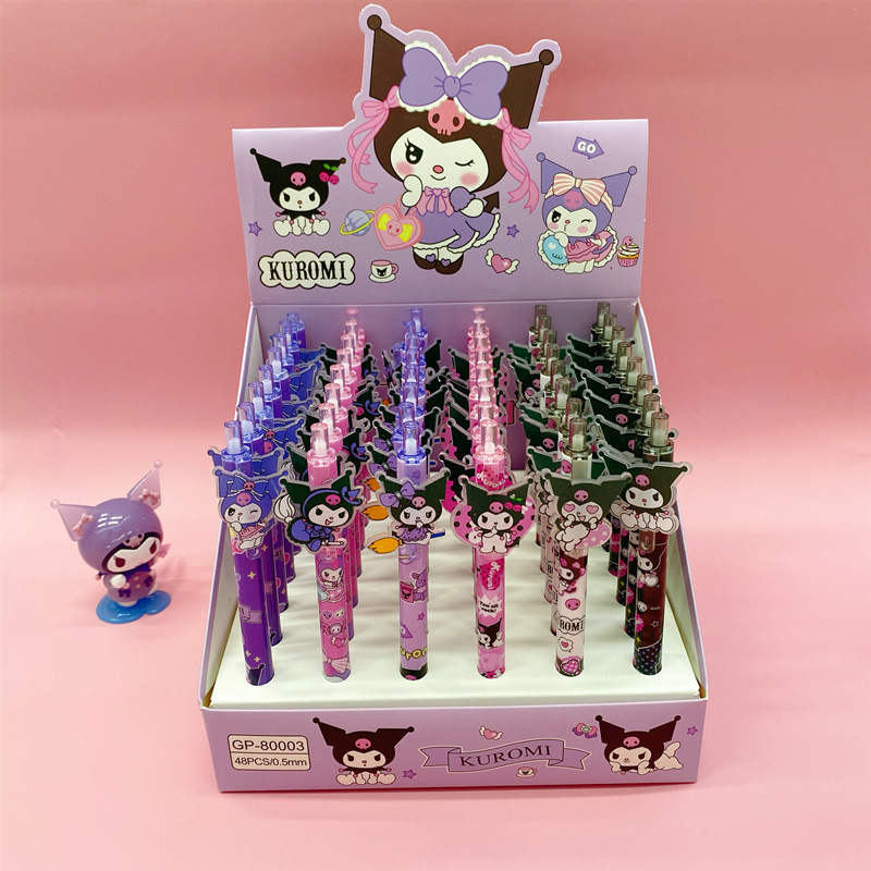 Cartoon Kuromi push-button patch gel pen, high appearance level, student stationery gel pen 0.5, smooth writing wholesale Specification drawing