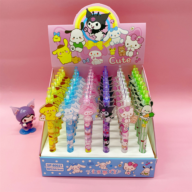 Cartoon Kuromi push-button patch gel pen, high appearance level, student stationery gel pen 0.5, smooth writing wholesale thumbnail