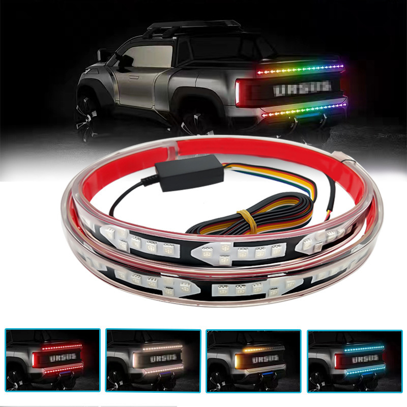Cross-border exclusive truck light, pickup truck taillight, wide-voltage multi-functional iridescent flowing light, running horse flowing light, universal warning light details Picture