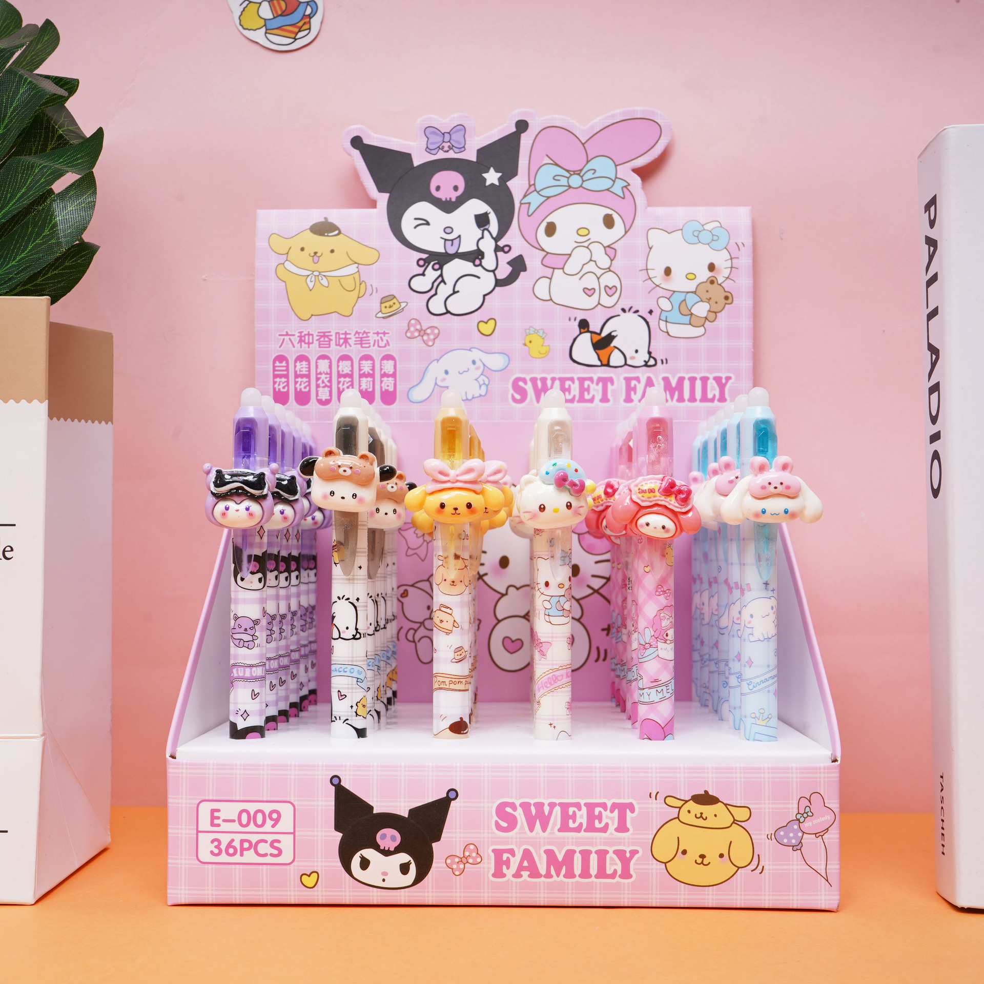 New Sanrio patch erasable gel pen 0.5 High appearance level student press practice pen Cute and sweet black pen thumbnail