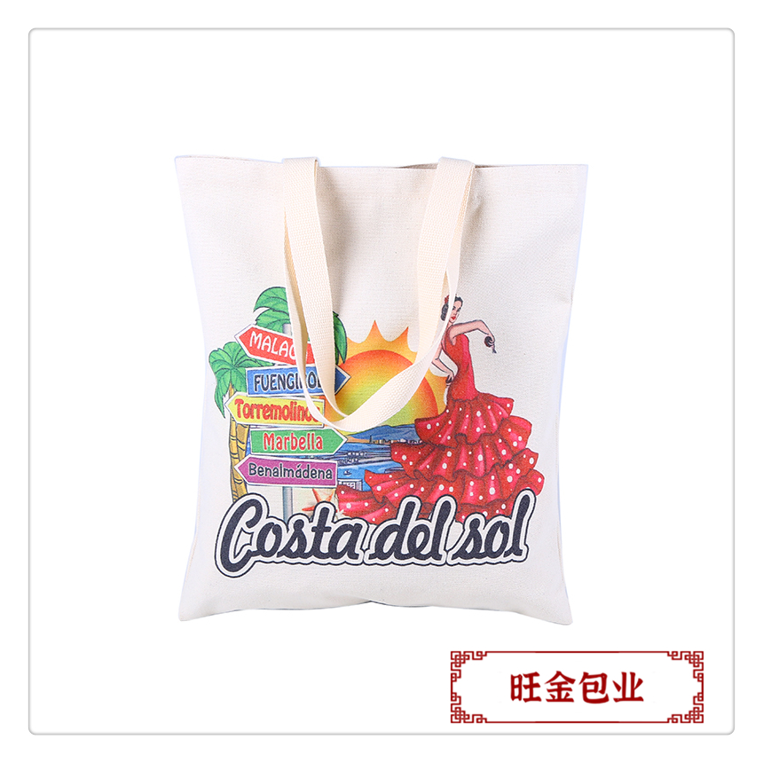 Large-capacity, simple student single-shoulder canvas bag, color-printed clothing shopping hand-held cotton bag pic 3