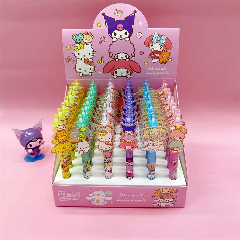 Cartoon Kuromi push-button patch gel pen, high appearance level, student stationery gel pen 0.5, smooth writing wholesale details Picture