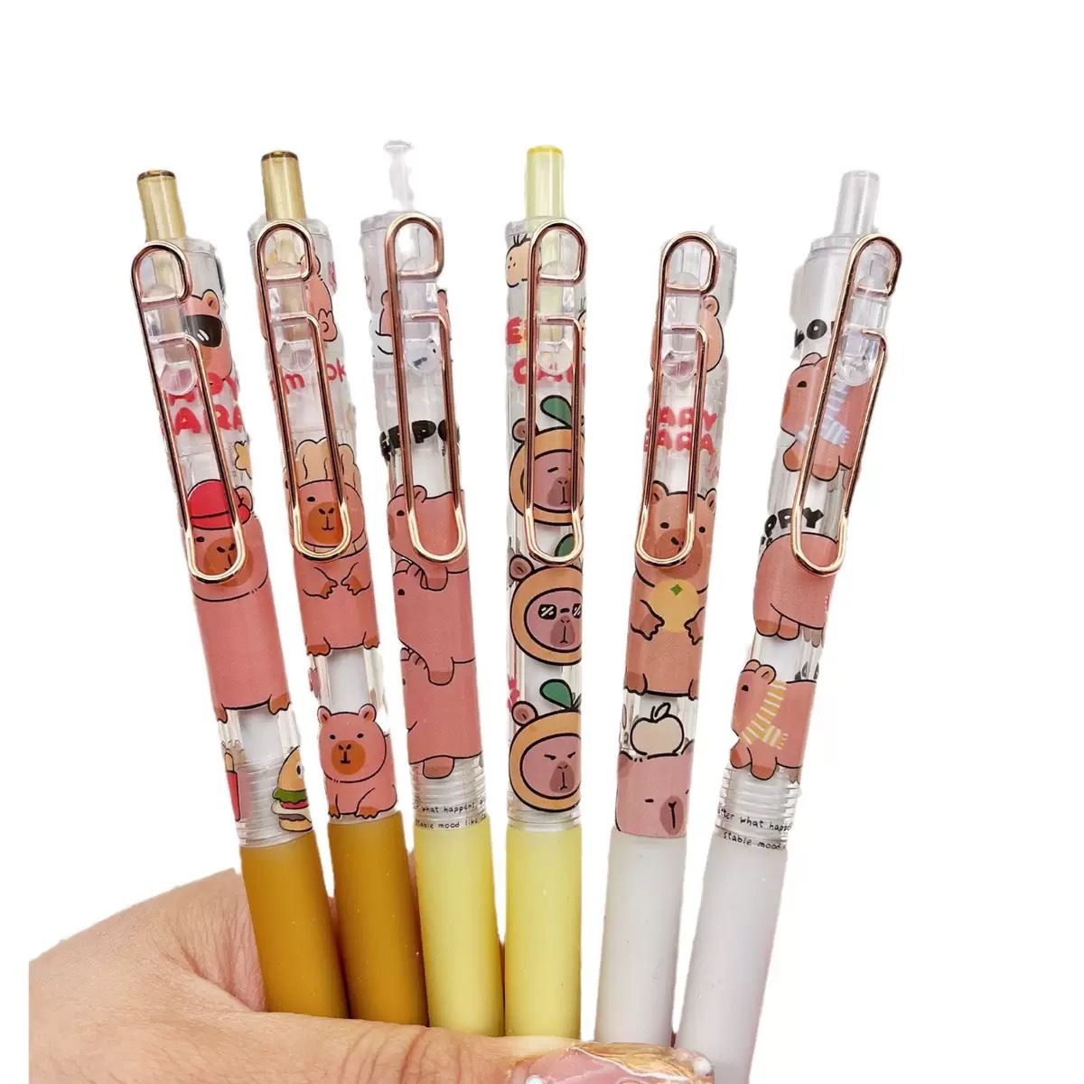 New Capibala Blind Box cartoon press gel pen 0.5 student exam metal pen holder gel pen gift Specification drawing