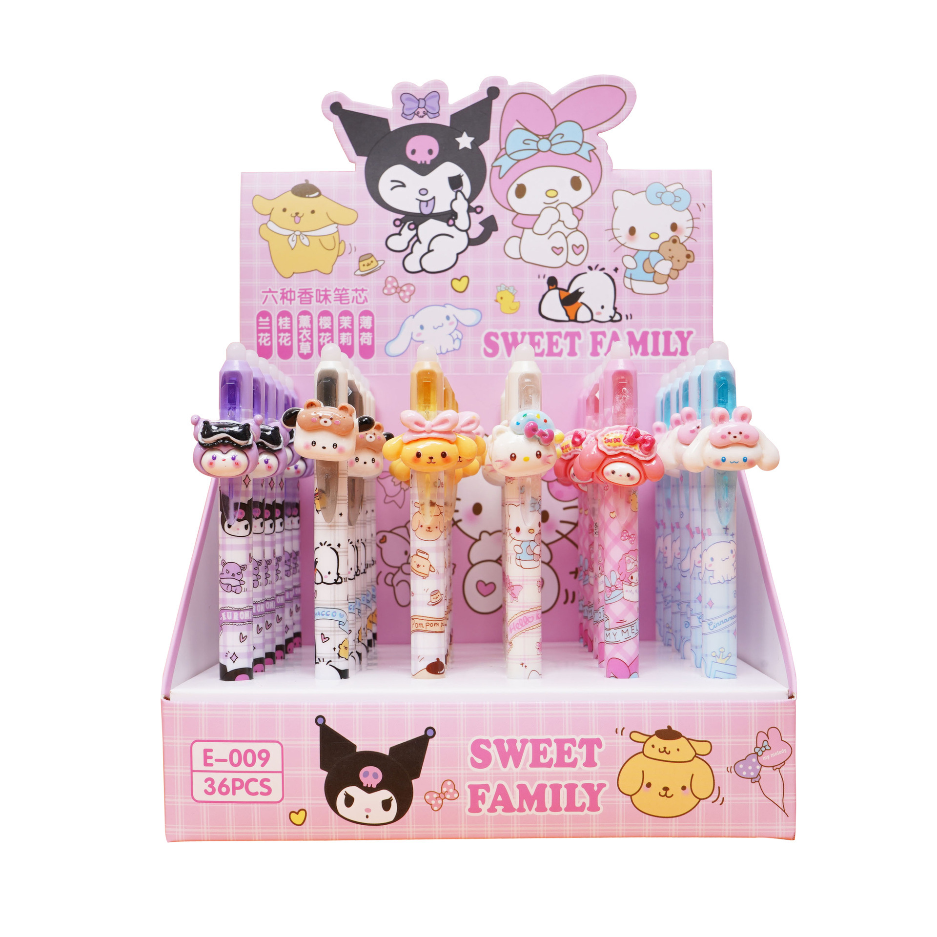 New Sanrio patch erasable gel pen 0.5 High appearance level student press practice pen Cute and sweet black pen Item Picture