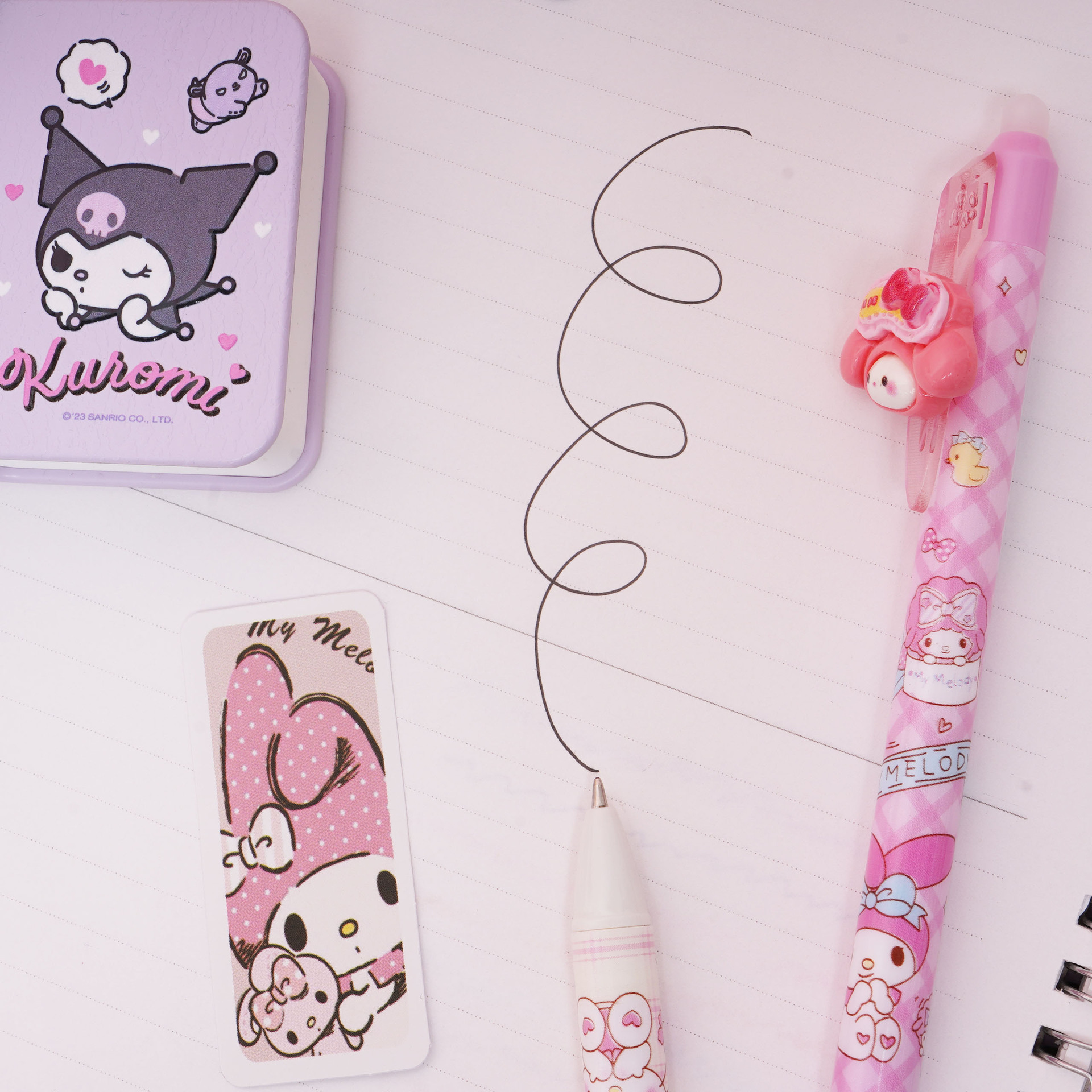 New Sanrio patch erasable gel pen 0.5 High appearance level student press practice pen Cute and sweet black pen Application Scenario