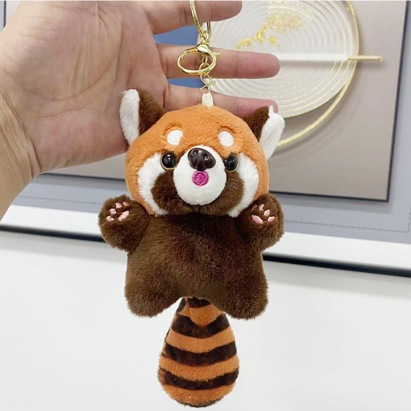 Cross-border cute and adorable little raccoon pendants, plush toys, dolls, red panda bags, pendants, keychains, dolls Item Picture