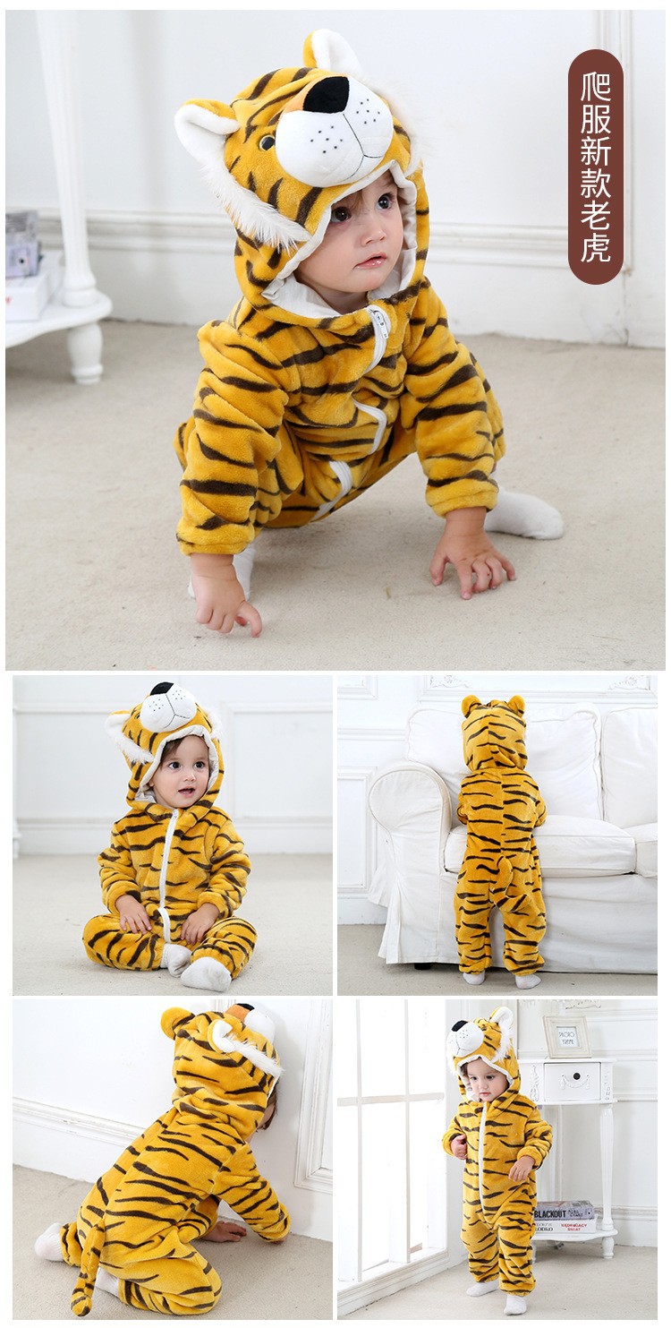 法兰绒儿童爬服 婴儿衣服秋冬长袖哈衣新生儿卡通连体衣详情10