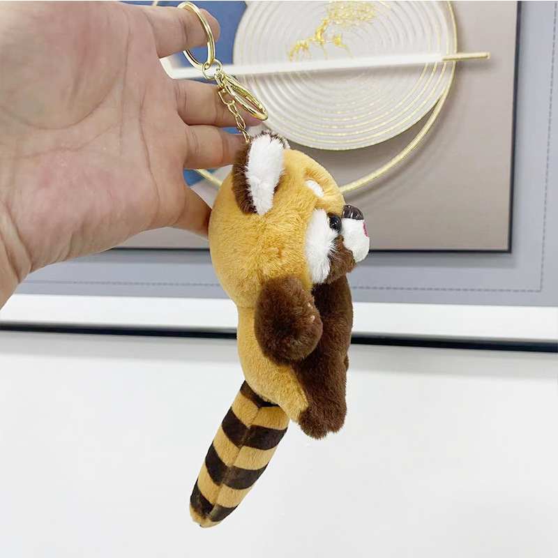Cross-border cute and adorable little raccoon pendants, plush toys, dolls, red panda bags, pendants, keychains, dolls pic 3