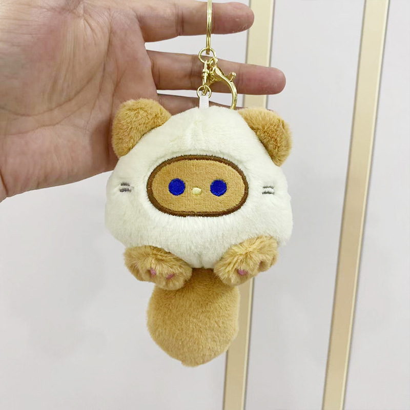 可爱猫咪钥匙扣挂件BB叫毛绒公仔玩偶布娃娃爪娃机小礼物批发