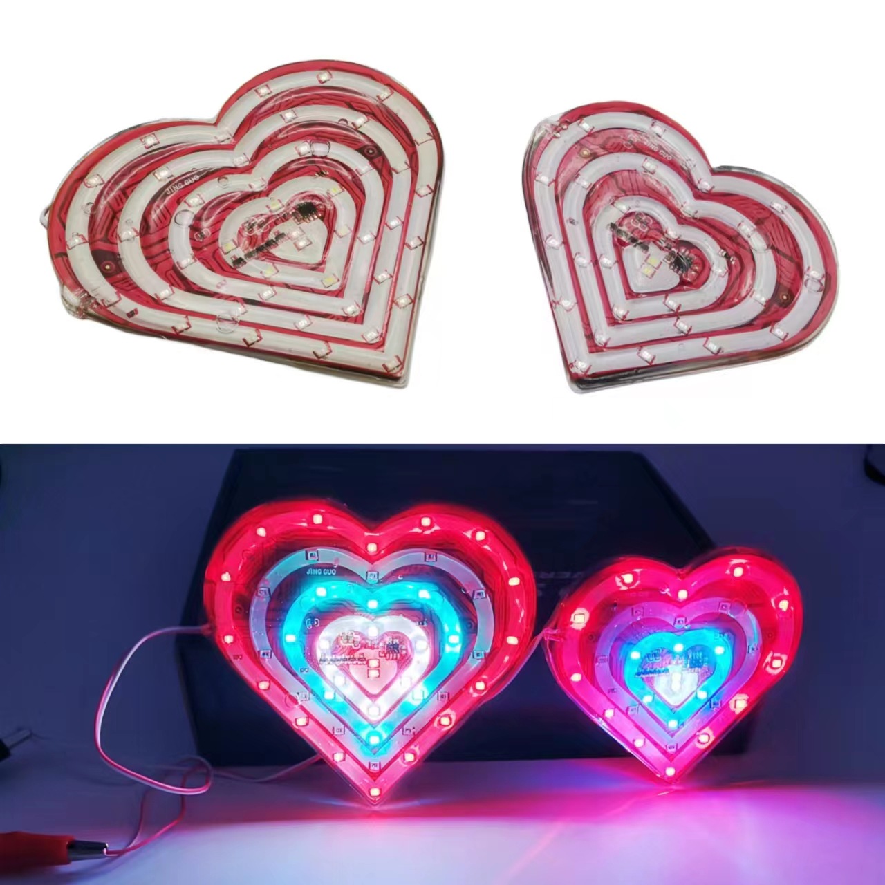 Cross-border best-selling motorcycle 12V color light, flashing light, LED seven-color light, heart-shaped peach light, rear flashing light details Picture