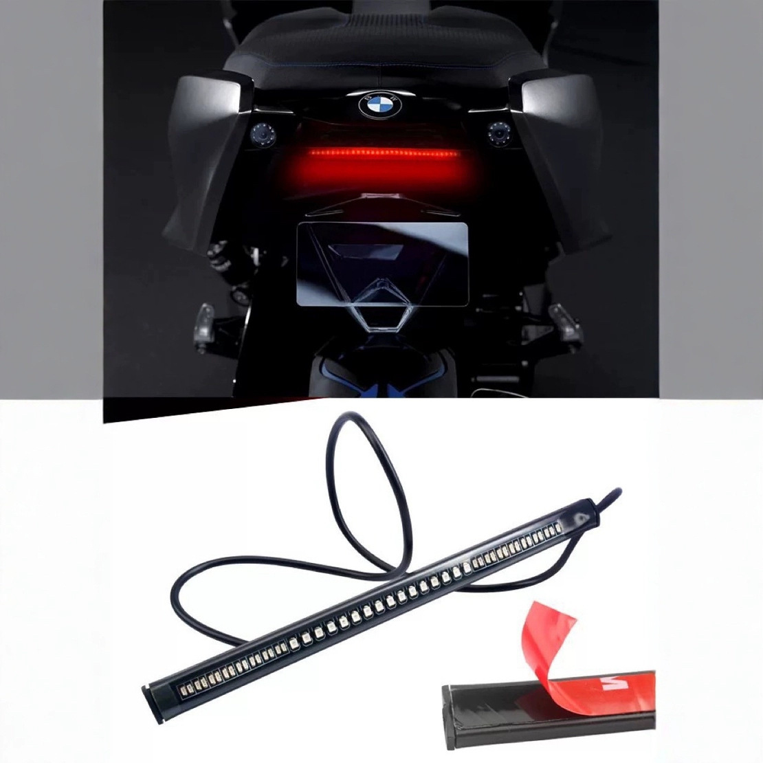 Motorcycle brake light, turn signal light, auxiliary light, universal scooter led integrated waterproof multi-functional auxiliary light strip details Picture