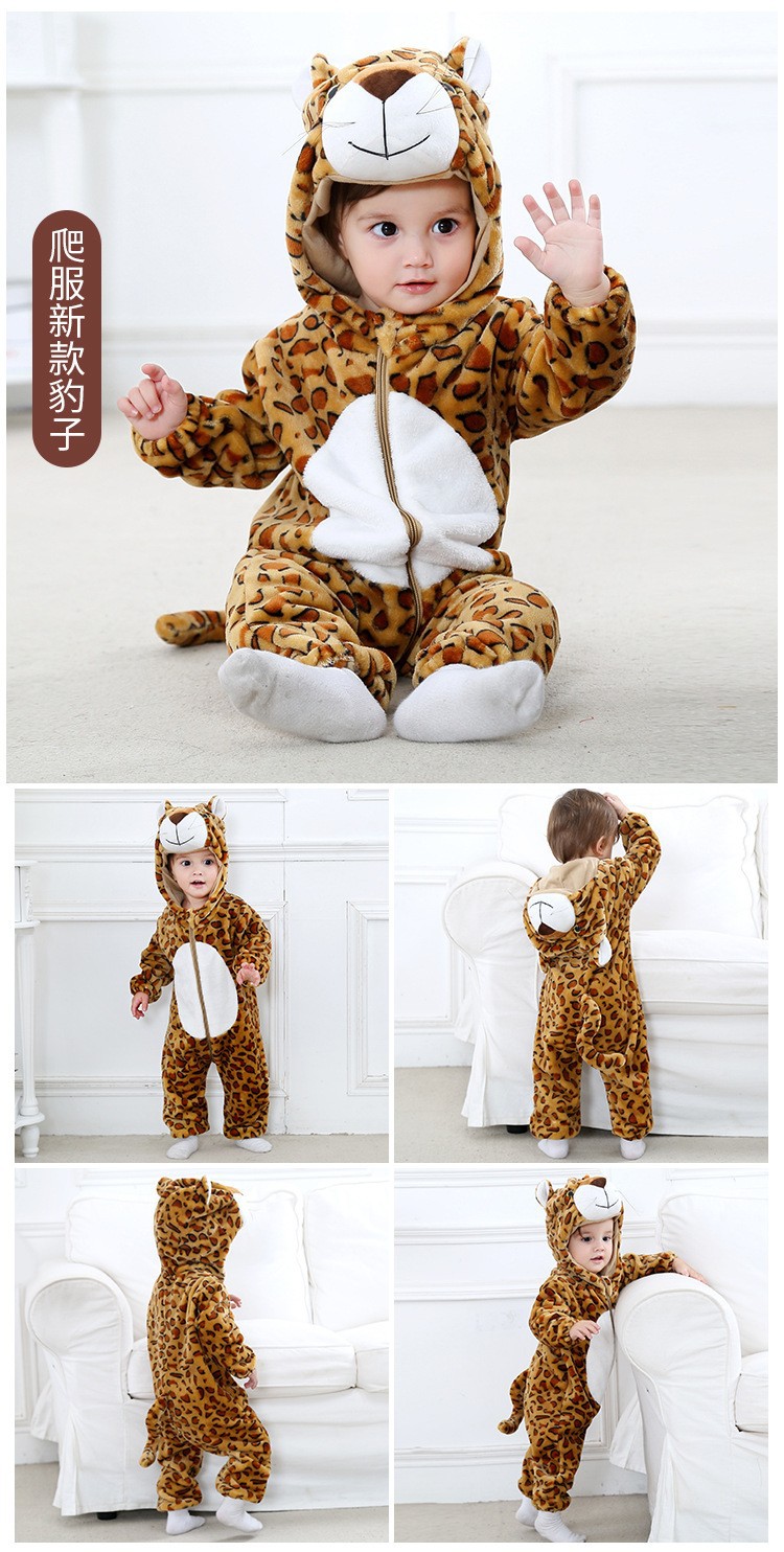 法兰绒儿童爬服 婴儿衣服秋冬长袖哈衣新生儿卡通连体衣详情11