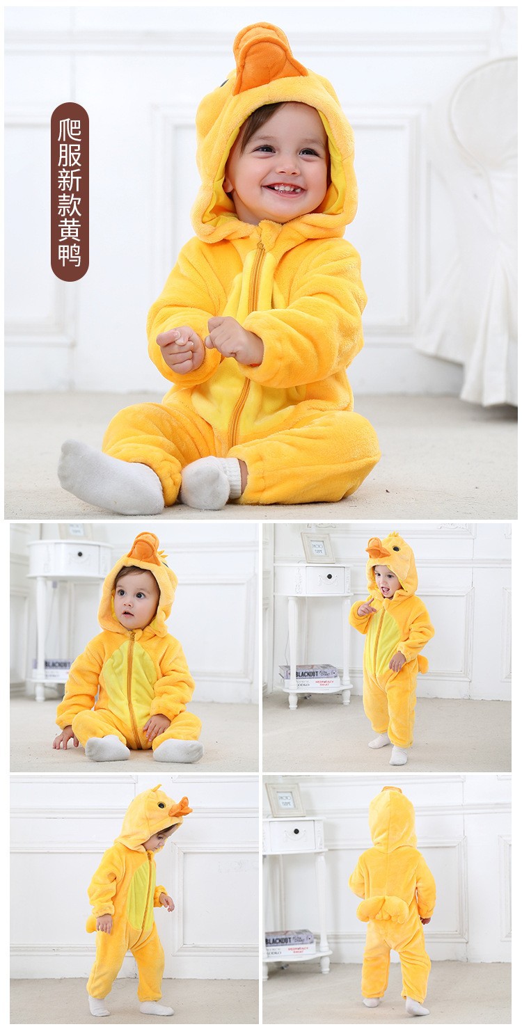 法兰绒儿童爬服 婴儿衣服秋冬长袖哈衣新生儿卡通连体衣详情7