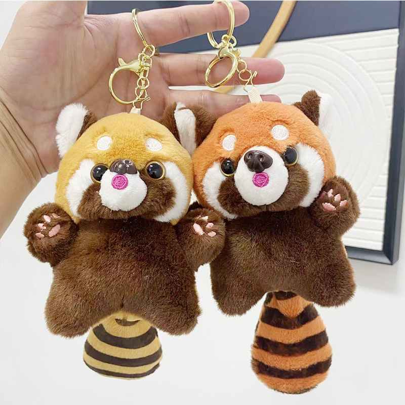 Cross-border cute and adorable little raccoon pendants, plush toys, dolls, red panda bags, pendants, keychains, dolls pic 1