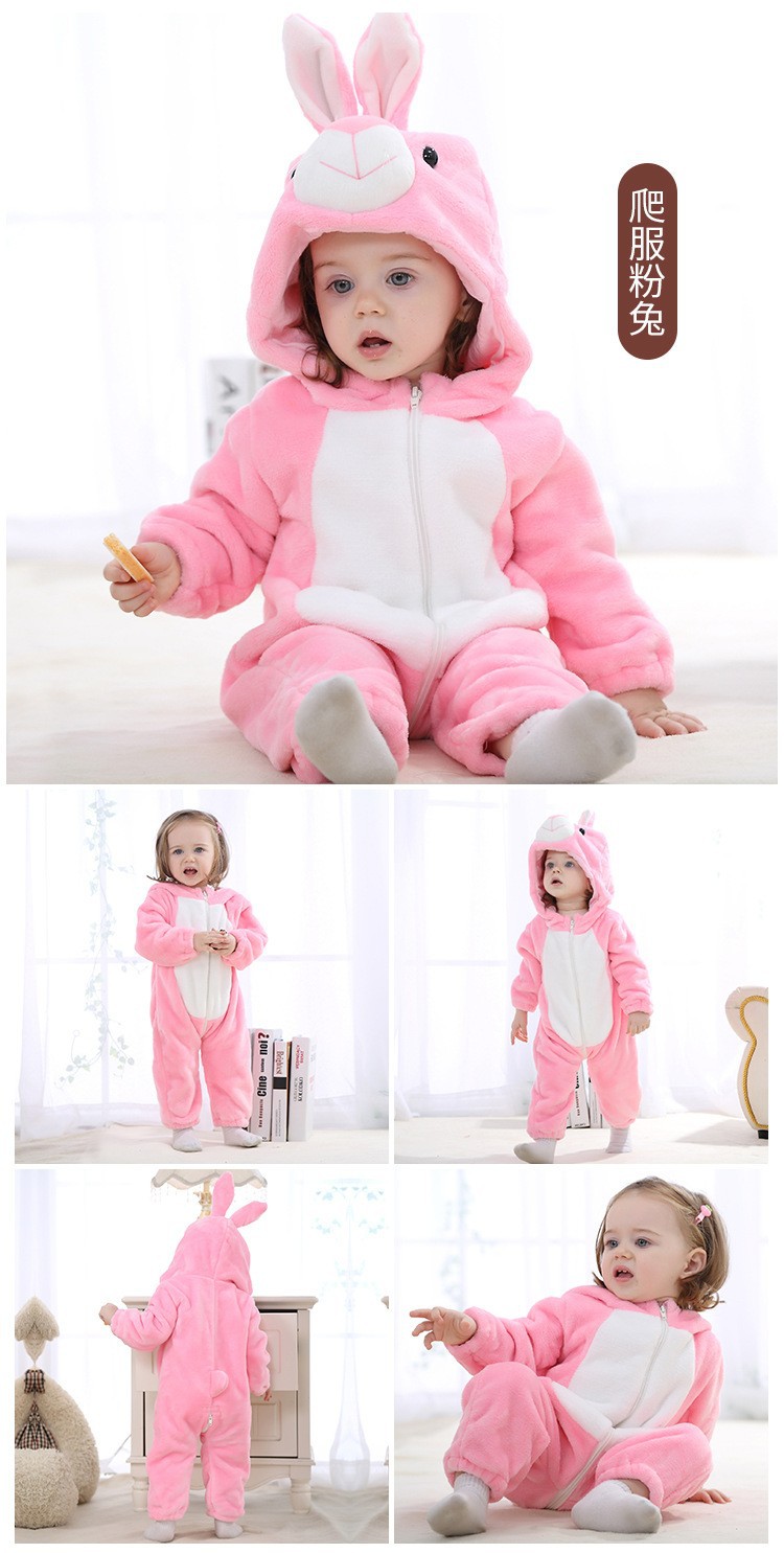 法兰绒儿童爬服 婴儿衣服秋冬长袖哈衣新生儿卡通连体衣详情13