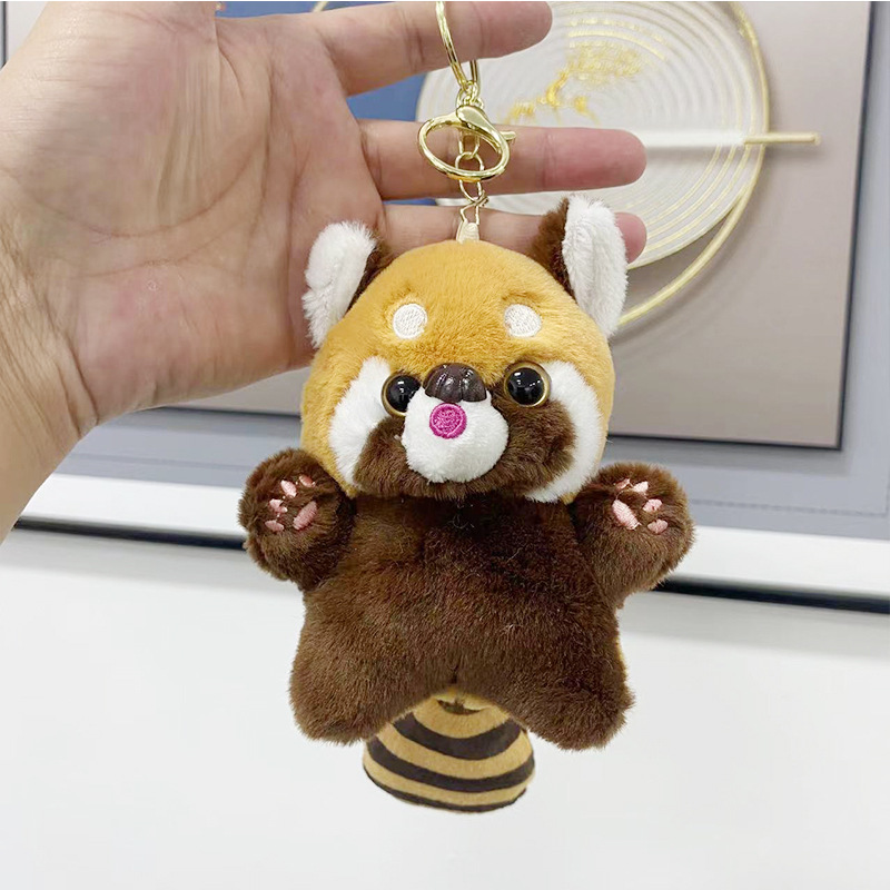 Cross-border cute and adorable little raccoon pendants, plush toys, dolls, red panda bags, pendants, keychains, dolls pic 2
