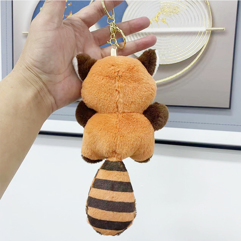 Cross-border cute and adorable little raccoon pendants, plush toys, dolls, red panda bags, pendants, keychains, dolls pic 7