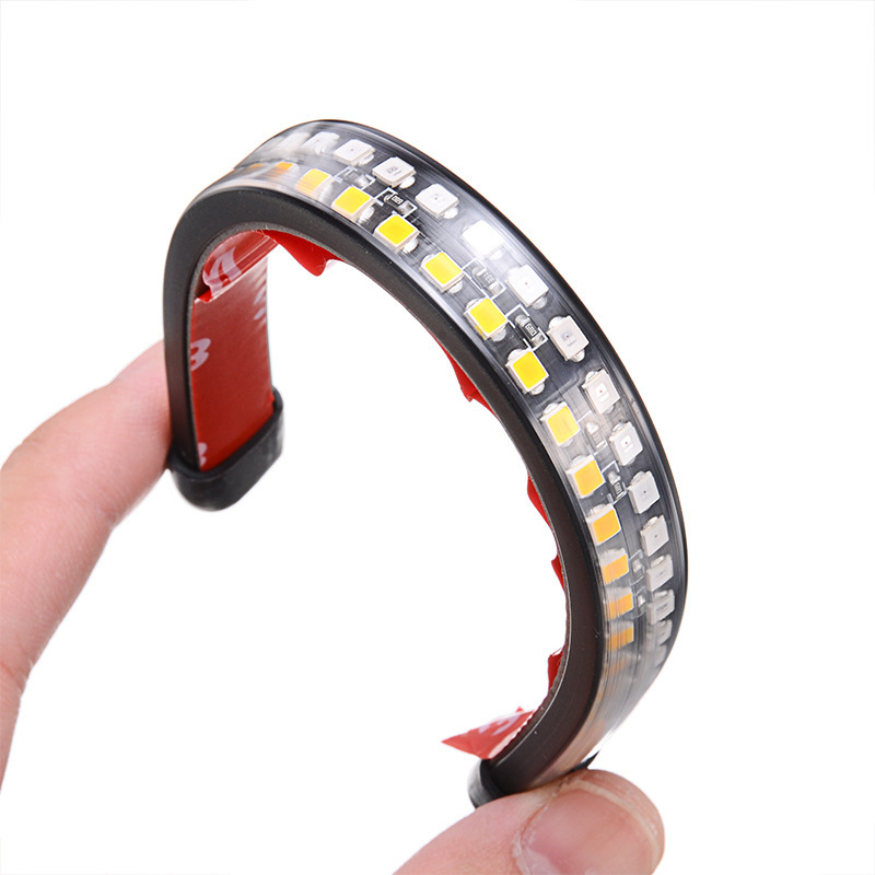 Motorcycle LED red and yellow dual-color running lights, turn signals, flashing brakes, fluid brakes, motorcycle license plate lights Specification drawing