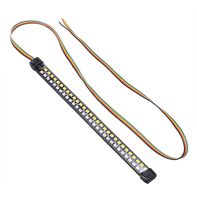 Motorcycle LED red and yellow dual-color running lights, turn signals, flashing brakes, fluid brakes, motorcycle license plate lights Item Picture
