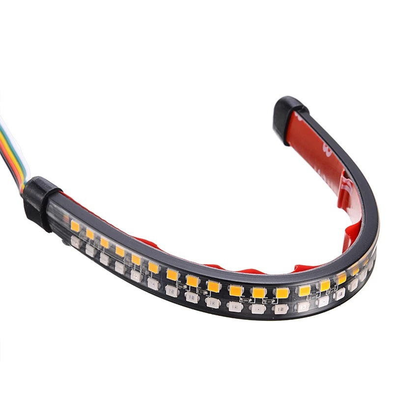 Motorcycle LED red and yellow dual-color running lights, turn signals, flashing brakes, fluid brakes, motorcycle license plate lights details Picture