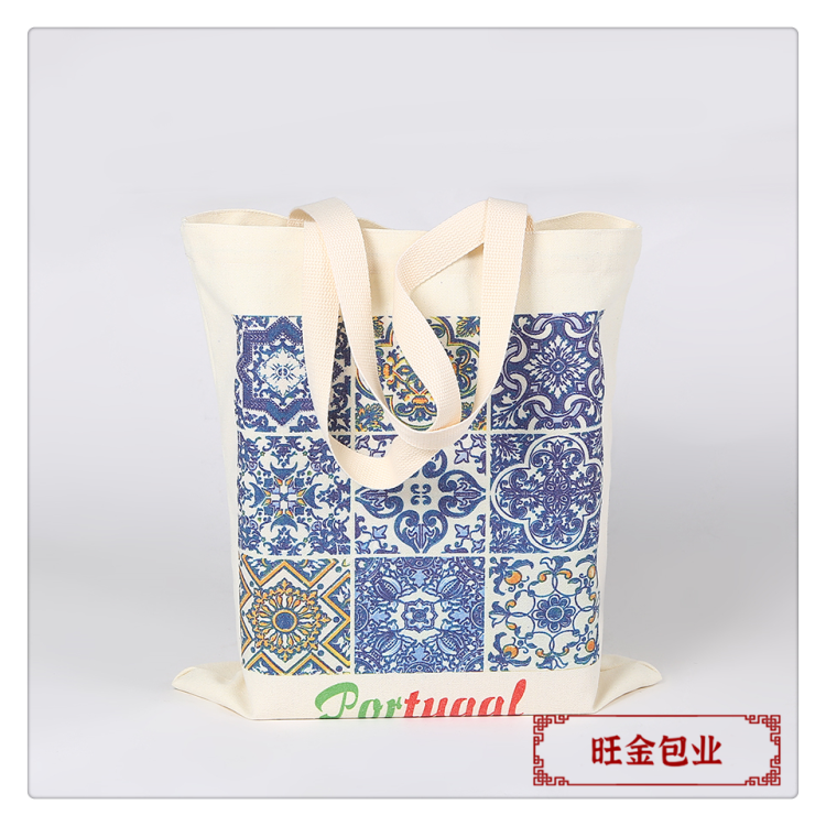Customized and wholesale canvas bags, single-shoulder backpack bags, ribbon logo printed, canvas bags printed, hand-held canvas bags printed with log details Picture