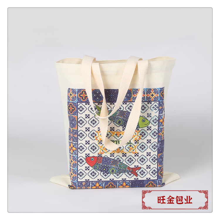 Customized and wholesale canvas bags, single-shoulder backpack bags, ribbon logo printed, canvas bags printed, hand-held canvas bags printed with log Specification image