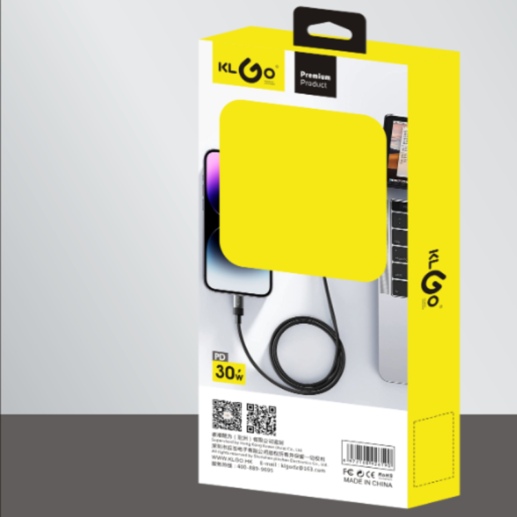 Coolway KLGO 2-in-1 black 30W 1-meter fast charging data cable usb/type-c to Apple Jack data cable details Picture