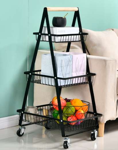 厨房多层可移动水果篮客厅干果零食置物架镂空网格手提收纳篮详情3