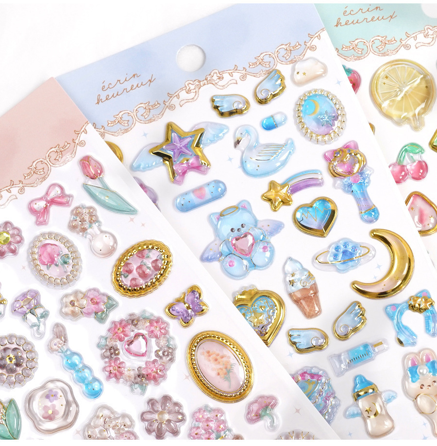 定制3d浮雕趣味贴立体水晶贴纸彩色珍珠亚克力钻石贴纸 DIY装饰贴详情24